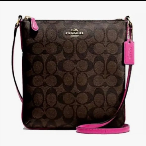 Coach North/South Crossbody Bag - Brown with Raspberry Accents - Picture 7 of 7
